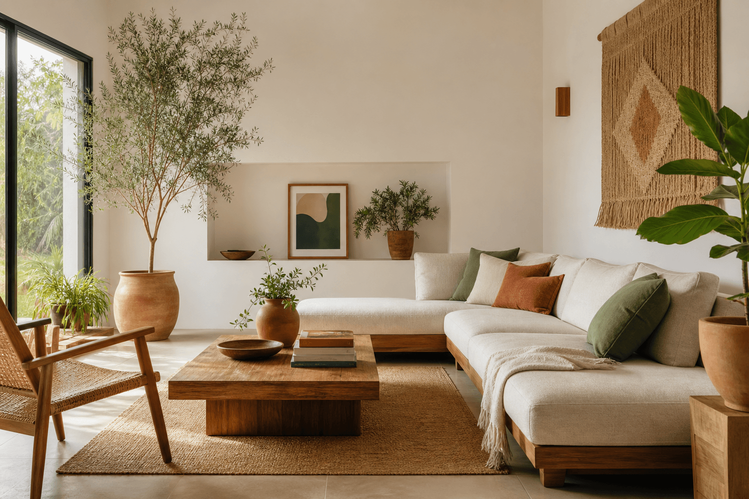 Living sereno y armonioso con luz natural